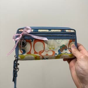Y2K 2000s Coach Rainbow Graffiti Wristlet